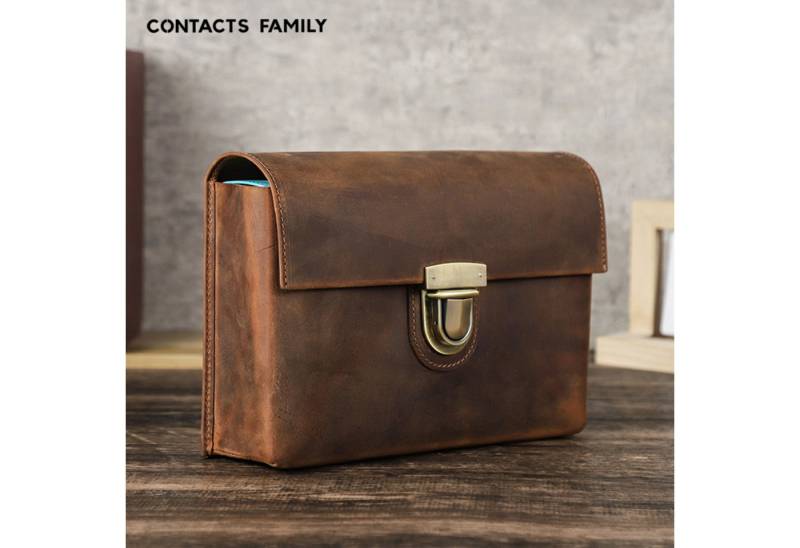 YUBRO-STUDIO Etui Handgefertigter Crazy Horse Leder Buchumschlag mit Verschlussklappe von YUBRO-STUDIO