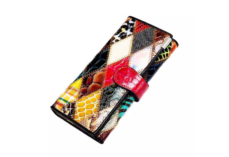 YUBRO-STUDIO Geldbörse Damen Echtleder Patchwork Geldbörse Große Kapazität Multi-Kartenhalter von YUBRO-STUDIO