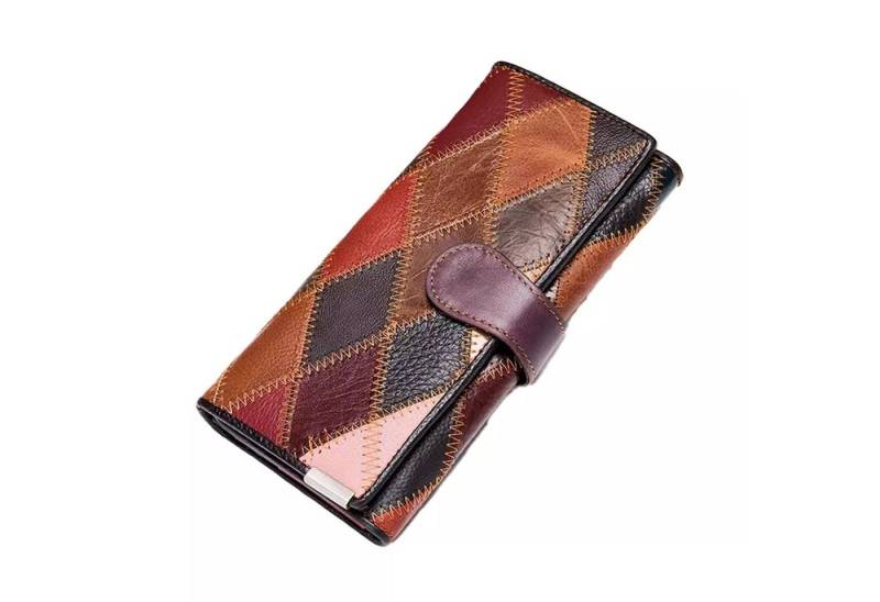 YUBRO-STUDIO Geldbörse Damen Echtleder Patchwork Geldbörse Große Kapazität Multi-Kartenhalter von YUBRO-STUDIO