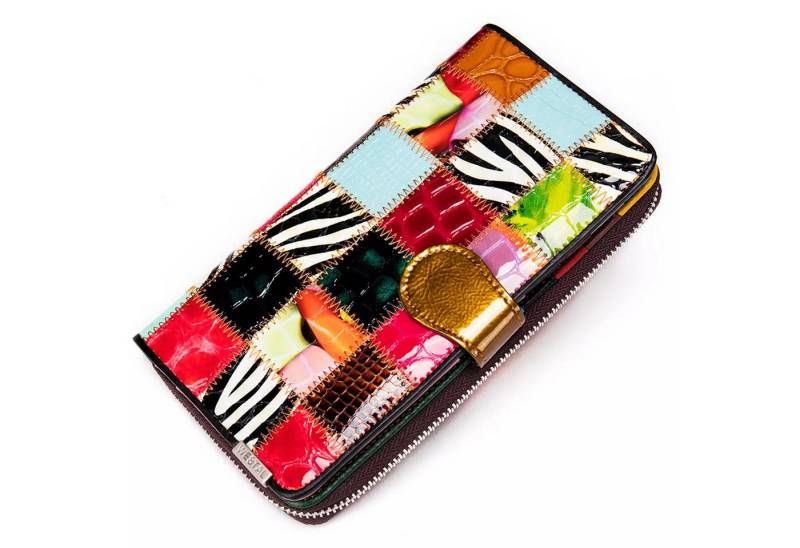 YUBRO-STUDIO Geldbörse Damen Patchwork Echtleder Geldbörse Groß Kapazität Handy Tasche von YUBRO-STUDIO