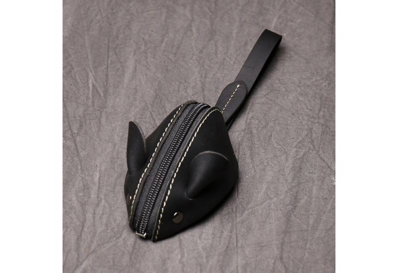 YUBRO-STUDIO Geldbörse Handgefertigte Leder-Münztasche Mausform Zipper Tasche Schlüsselbeutel von YUBRO-STUDIO