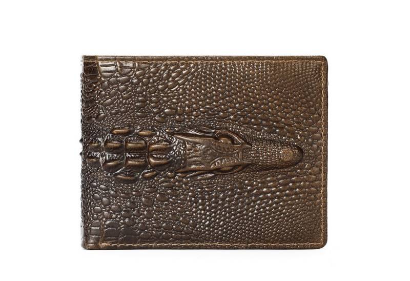 YUBRO-STUDIO Geldbörse Herren RFID-Schutz Echtleder Geldbörse Geprägtes Muster Bifold von YUBRO-STUDIO