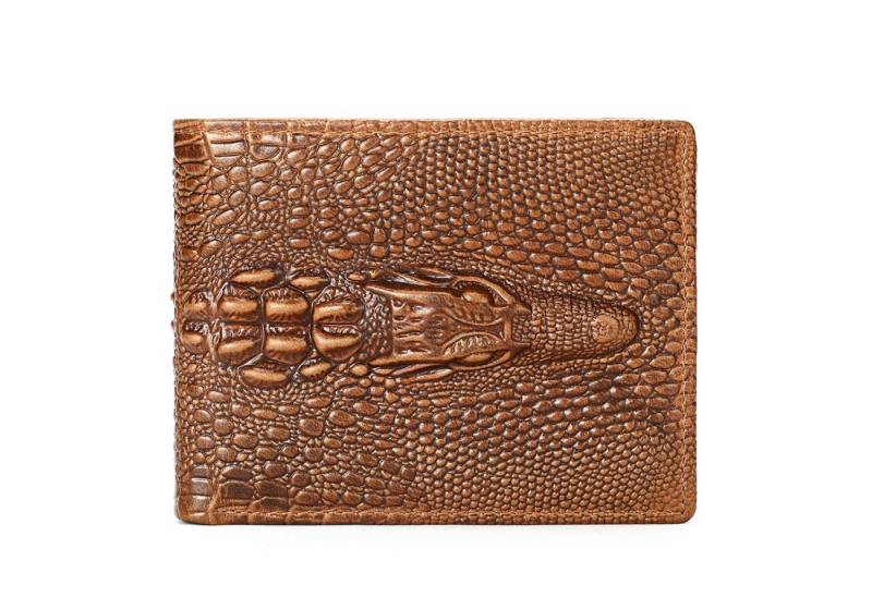 YUBRO-STUDIO Geldbörse Herren RFID-Schutz Echtleder Geldbörse Geprägtes Muster Bifold von YUBRO-STUDIO