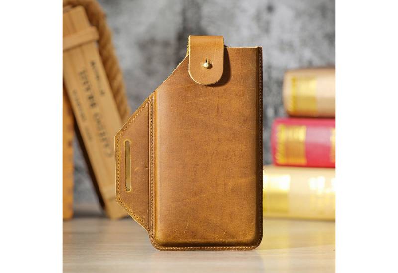 YUBRO-STUDIO Handytasche Mens Leather Phone Holster Belt Pouch Genuine Cowhide Case For Mobile von YUBRO-STUDIO