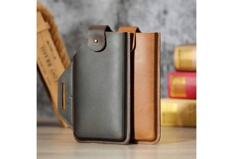 YUBRO-STUDIO Handytasche Mens Leather Phone Holster Belt Pouch Genuine Cowhide Case For Mobile von YUBRO-STUDIO