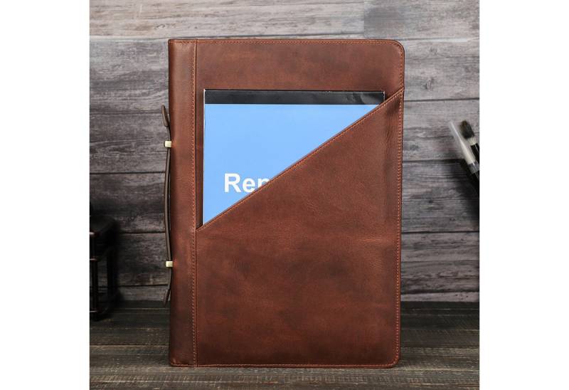 YUBRO-STUDIO Laptoptasche Für MacBook Pro 14,2 Zoll Echtleder Tasche Leder Zipper Folio von YUBRO-STUDIO