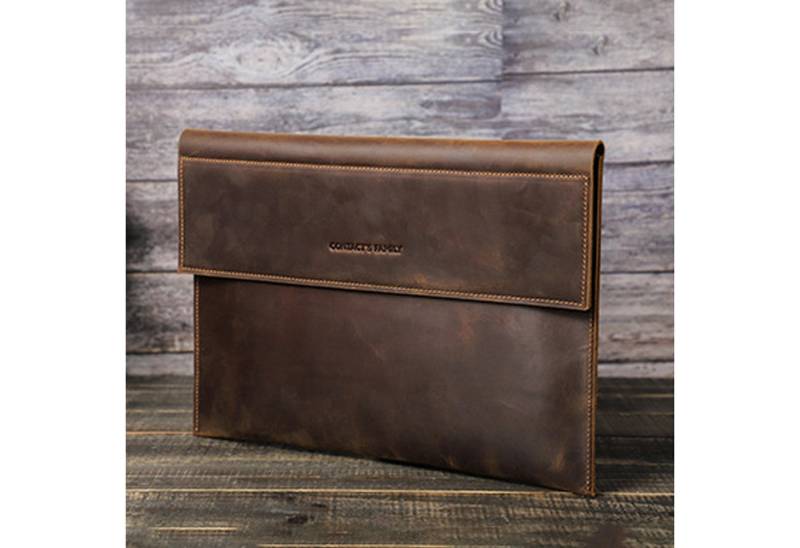 YUBRO-STUDIO Laptoptasche Für MacBook Pro 14.2" Luxus Crazy Horse Lederhülle Magnetverschluss von YUBRO-STUDIO