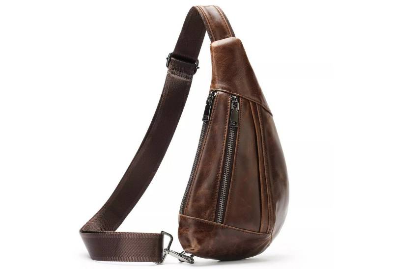 YUBRO-STUDIO Messenger Bag Herren Leder Brusttasche Crossbody Schultertasche Mehrere Taschen von YUBRO-STUDIO
