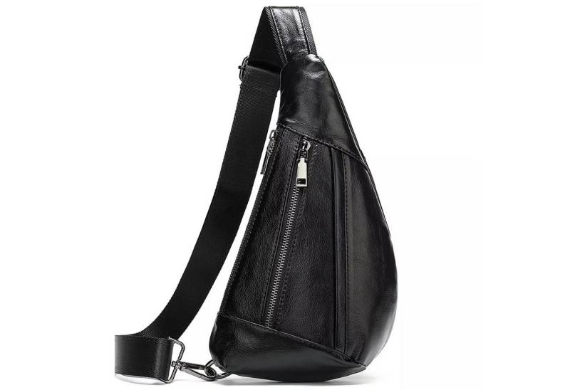 YUBRO-STUDIO Messenger Bag Herren Leder Brusttasche Crossbody Schultertasche Mehrere Taschen von YUBRO-STUDIO