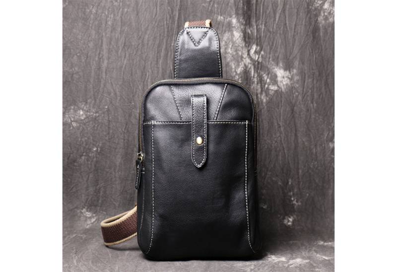 YUBRO-STUDIO Messenger Bag Herren Leder Sling Bag Brusttasche Crossbody mit Verstellbarem Gurt von YUBRO-STUDIO