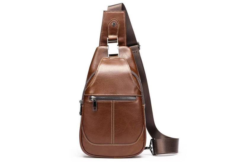 YUBRO-STUDIO Messenger Bag Herren Leder Sling Bag Brusttasche Verstellbare Schultertasche von YUBRO-STUDIO