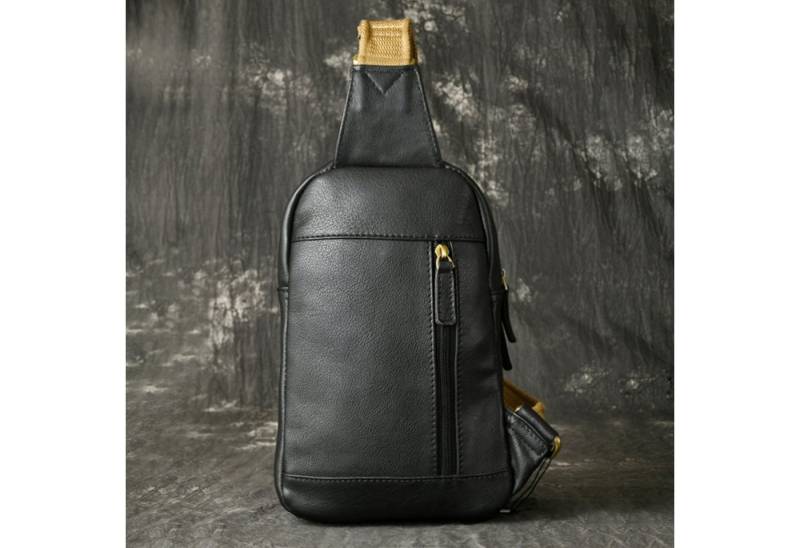 YUBRO-STUDIO Messenger Bag Herren Leder Sling Bag Umhängetasche Brusttasche Schulter Rucksack von YUBRO-STUDIO