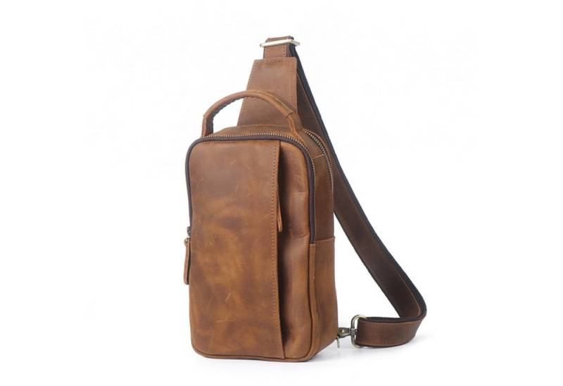 YUBRO-STUDIO Messenger Bag Herren Leder Sling Bag Vintage Brusttasche Crossbody Schulter Rucksack von YUBRO-STUDIO