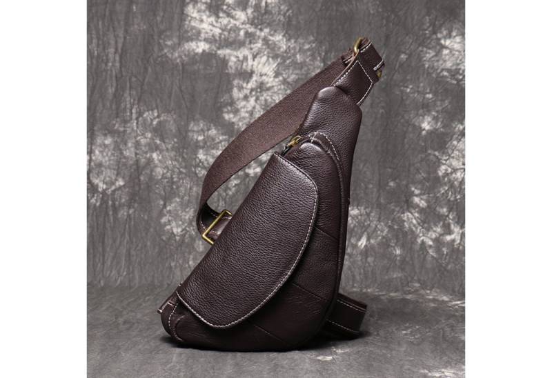 YUBRO-STUDIO Messenger Bag Herren Leder Sling Tasche Crossbody Brust Rucksack Schultertasche von YUBRO-STUDIO