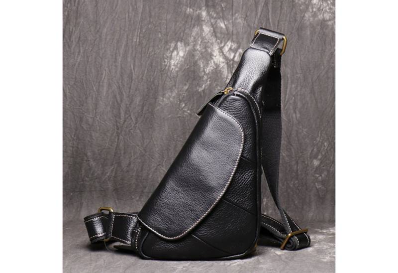 YUBRO-STUDIO Messenger Bag Herren Leder Sling Tasche Crossbody Brust Rucksack Schultertasche von YUBRO-STUDIO