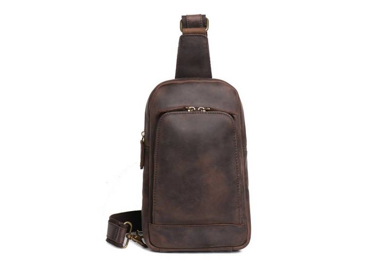 YUBRO-STUDIO Messenger Bag Herren Leder Sling Tasche Crossbody Brusttasche Rucksack Schulterpack von YUBRO-STUDIO