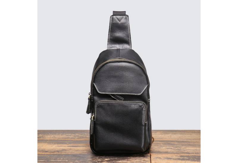 YUBRO-STUDIO Messenger Bag Herren Leder Umhängetasche Brusttasche Sling Bag Schultertasche von YUBRO-STUDIO