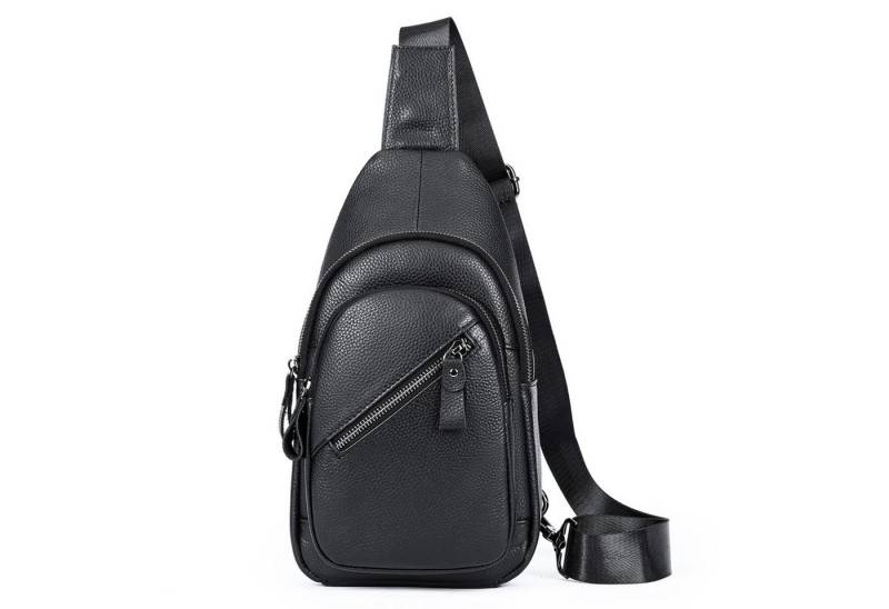 YUBRO-STUDIO Messenger Bag Herren Leder Umhängetasche Crossbody Sling Bag Verstellbar Schwarz von YUBRO-STUDIO