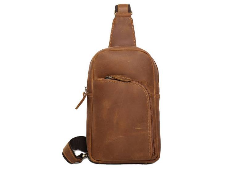 YUBRO-STUDIO Messenger Bag Herren Retro Ledertasche Sling Crossbody Brusttasche Umhängetasche von YUBRO-STUDIO