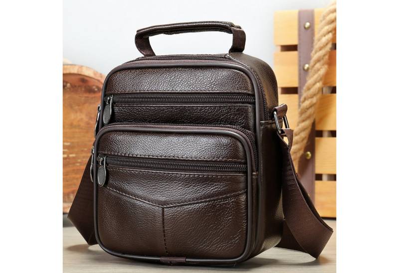 YUBRO-STUDIO Messenger Bag Herren Umhängetasche Leder Crossbody Tasche Rindsleder Schultertasche von YUBRO-STUDIO