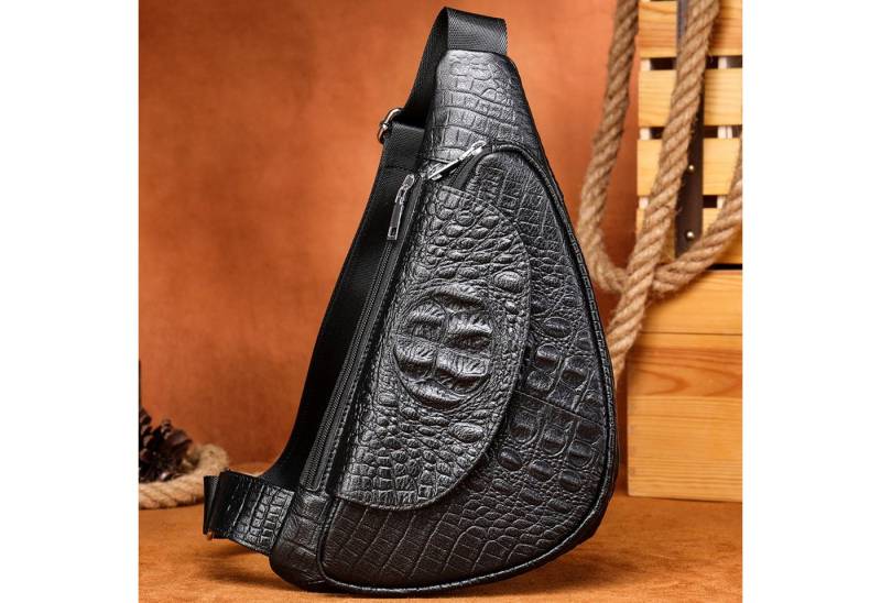 YUBRO-STUDIO Messenger Bag Schultertasche Aus Leder FüR Herren PräGemuster Verstellbarem Riemen von YUBRO-STUDIO