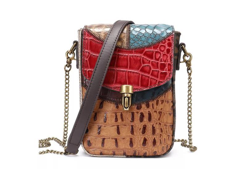 YUBRO-STUDIO Schultertasche Exquisites Umhängetasche mit Kroko-Prägung in Bunten Farben von YUBRO-STUDIO