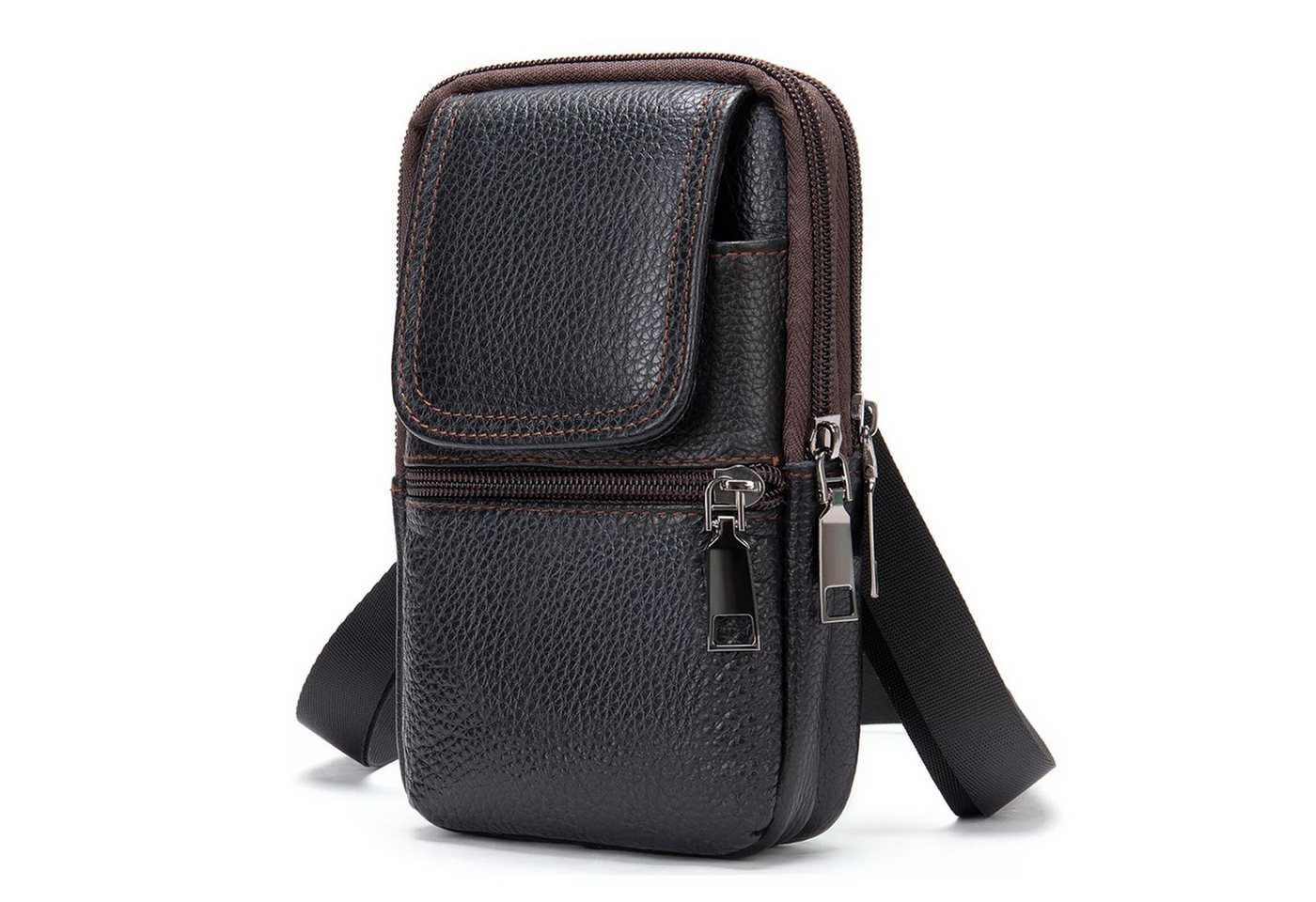 YUBRO-STUDIO Schultertasche Herren Leder Umhängetasche Mehrfach-Taschen Gürteltasche von YUBRO-STUDIO