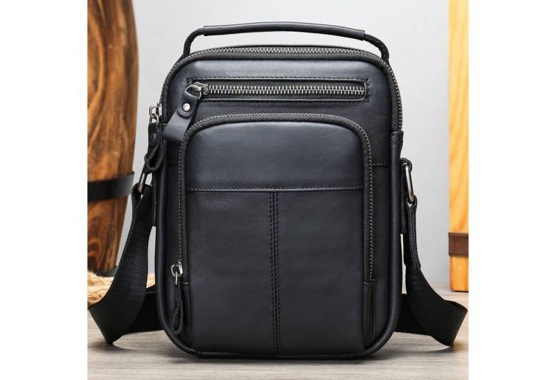 YUBRO-STUDIO Schultertasche Herren Umhängetasche Leder Rindsleder Klein Verstellbarer Gurt von YUBRO-STUDIO