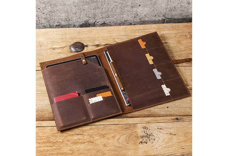 YUBRO-STUDIO Tablettasche Für iPad Pro 12.9" Luxus Lederhülle mit Stiftschlitz und Kartenhaltern von YUBRO-STUDIO