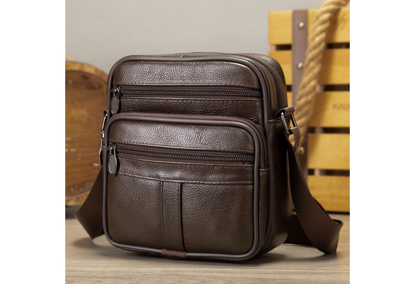 YUBRO-STUDIO Umhängetasche Herren Leder Echtleder Crossbody Messenger Schultertasche von YUBRO-STUDIO