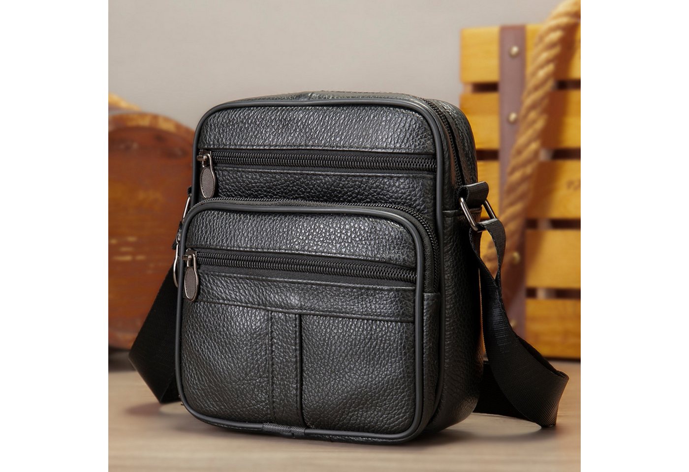YUBRO-STUDIO Umhängetasche Herren Leder Echtleder Crossbody Messenger Schultertasche von YUBRO-STUDIO