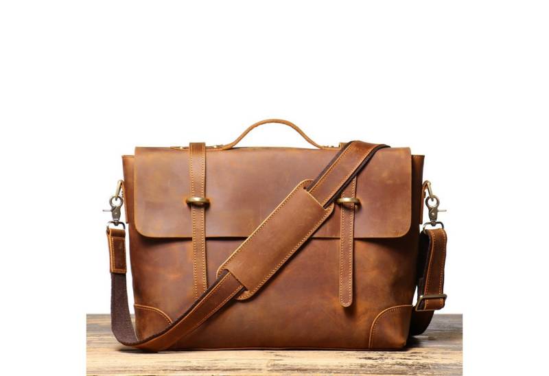 YUBRO-STUDIO Umhängetasche Herren Leder Laptoptasche Aktentasche Messenger Schultertasche von YUBRO-STUDIO