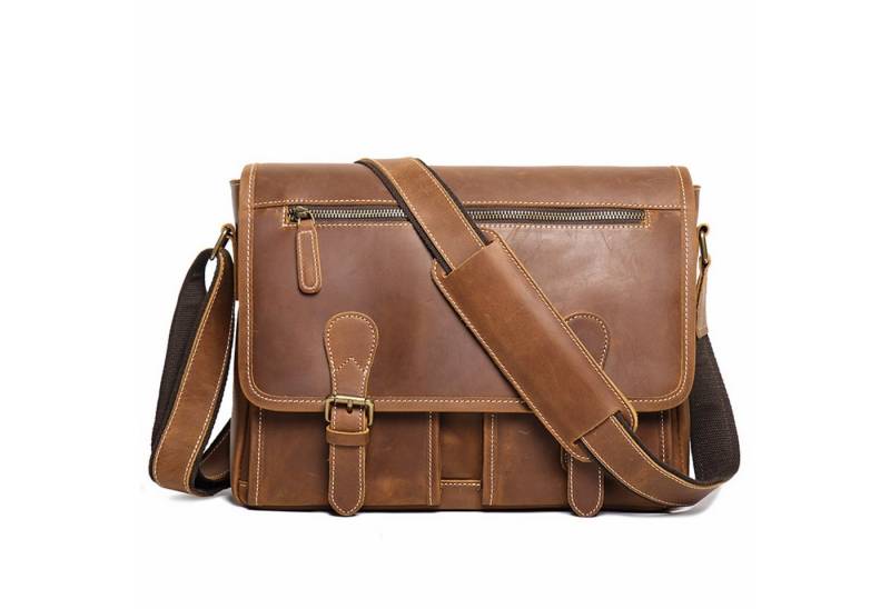 YUBRO-STUDIO Umhängetasche Herren Leder Messenger Tasche Braun Retro Crossbody Umhängetasche von YUBRO-STUDIO