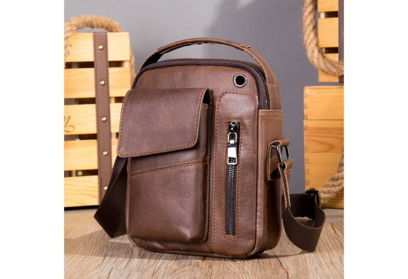 YUBRO-STUDIO Umhängetasche Herren Leder Schultertasche Crossbody Messenger Vintage Reisetasche von YUBRO-STUDIO