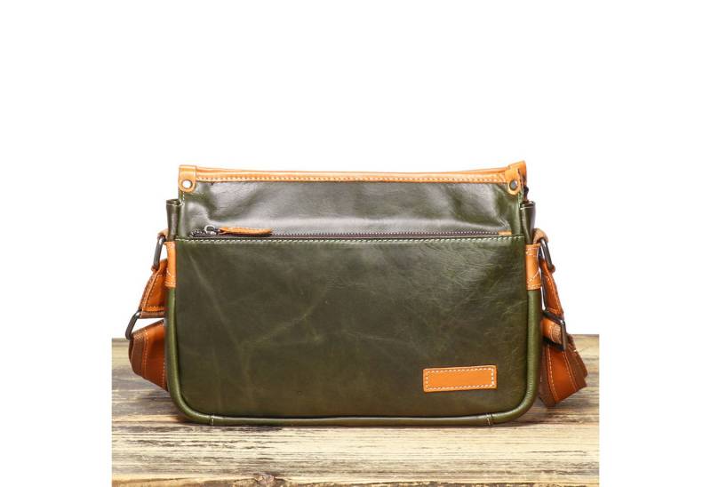 YUBRO-STUDIO Umhängetasche Herren Leder Umhängetasche Grün Schultertasche Verstellbarer Riemen von YUBRO-STUDIO