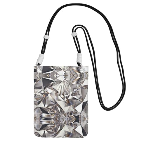 Kleine Handy-Umhängetasche, abstraktes Diamant-Kristallmuster, passend für alle Handys, zum Laufen, Wandern, Radfahren, Schwarz , Einheitsgröße Kleine Handy-Umhängetasche, abstraktes Diamant-Kristallmuster, passend für alle Handys, zum Laufen, Wandern, Radfahren, Schwarz , Einheitsgröße von YUBVCF