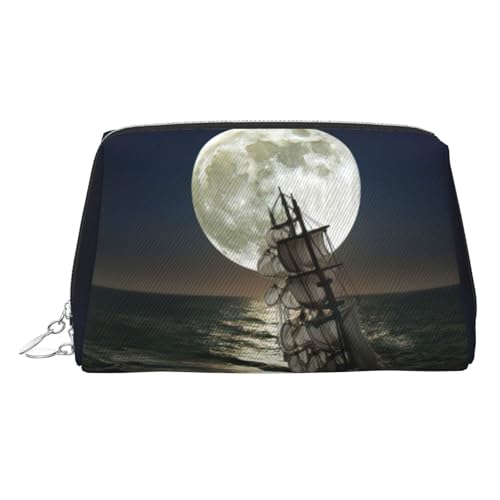 Kulturbeutel mit Segelschiff im Sturm, Reisefreundlicher Make-up-Organizer für Make-up-Pinsel, Lippenstifte, silber, Einheitsgröße, Kulturbeutel von YUBVCF