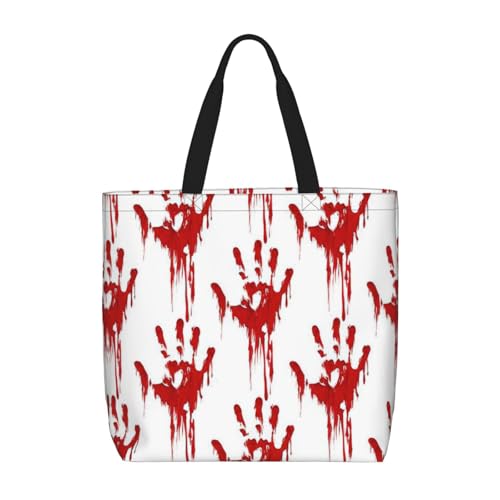 YUBVCF Bloody Handprints Daily Needs Tote Bag For Women, Large Capacity Shoulder Bag Top Handle Handbag For Travel, Work, Schwarz , Einheitsgröße von YUBVCF