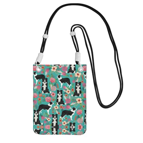 YUBVCF Border Collie Schulterholster mit Blumenmuster, für alle Handys, zum Laufen, Wandern, Radfahren, Schwarz , Einheitsgröße YUBVCF Border Collie Schulterholster mit Blumenmuster, für alle Handys, zum Laufen, Wandern, Radfahren, Schwarz , Einheitsgröße von YUBVCF