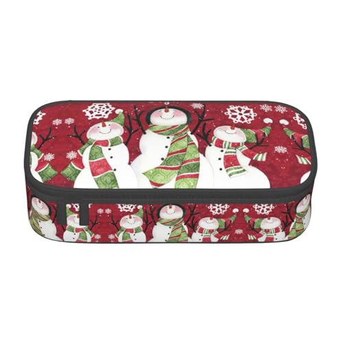 YUBVCF Federmäppchen, Motiv: Frohe Weihnachten, niedlicher Schneemann, Organizer für Studenten, Jungen, Mädchen, großes Fassungsvermögen, mehrere Fächer, langlebige Stiftebox, Schwarz , Einheitsgröße von YUBVCF
