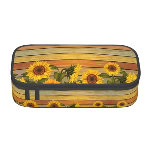 YUBVCF Federmäppchen aus Holz, Motiv: Sonnenblume, niedliches Federmäppchen, Organizer für Studenten, Jungen, Mädchen, großes Fassungsvermögen, mehrere Schlitze, langlebige Stiftebox, Schwarz YUBVCF Federmäppchen aus Holz, Motiv: Sonnenblume, niedliches Federmäppchen, Organizer für Studenten, Jungen, Mädchen, großes Fassungsvermögen, mehrere Schlitze, langlebige Stiftebox, Schwarz von YUBVCF