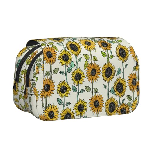 YUBVCF Federmäppchen mit romantischem Sonnenblumen-Druck, doppellagig, für Jungen und Mädchen, langlebige Stifte-Tragetasche mit Reißverschluss für die Schule, Schwarz , Einheitsgröße von YUBVCF
