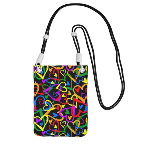 YUBVCF Gay Pride Schulterholster mit Regenbogen-Druck, passend für alle Handys, zum Laufen, Wandern, Radfahren, Schwarz , Einheitsgröße von YUBVCF