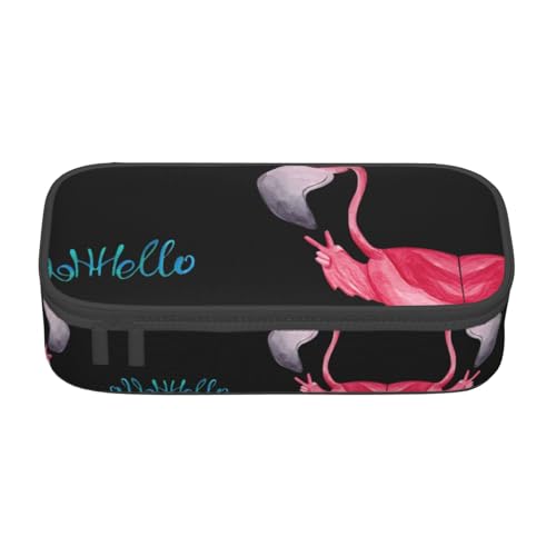 YUBVCF Hello Glasses Federmäppchen mit Flamingo-Motiv für Studenten, Jungen, Mädchen, großes Fassungsvermögen, mehrere Fächer, langlebige Stiftebox, Schwarz , Einheitsgröße, Taschen-Organizer von YUBVCF