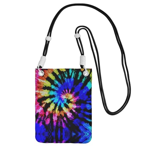 YUBVCF Kleine Handy-Umhängetasche, Batikdruck, passend für alle Handys, zum Laufen, Wandern, Radfahren, Schwarz , Einheitsgröße YUBVCF Kleine Handy-Umhängetasche, Batikdruck, passend für alle Handys, zum Laufen, Wandern, Radfahren, Schwarz , Einheitsgröße von YUBVCF