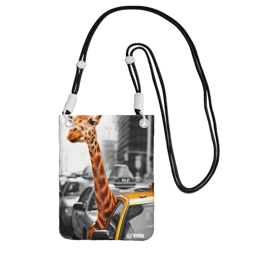 YUBVCF Kleine Handy-Umhängetasche, Giraffe in New York, passend für alle Handys, zum Laufen, Wandern, Radfahren, Schwarz , Einheitsgröße YUBVCF Kleine Handy-Umhängetasche, Giraffe in New York, passend für alle Handys, zum Laufen, Wandern, Radfahren, Schwarz , Einheitsgröße von YUBVCF