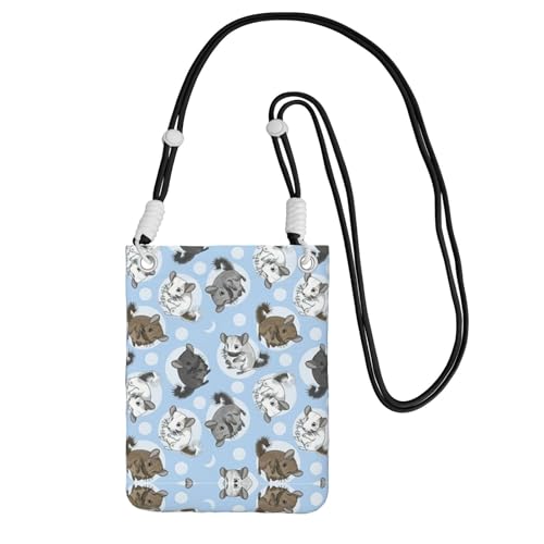 YUBVCF Kleine Handy-Umhängetasche, Motiv: Chinchillas und Mond, passend für alle Handys, zum Laufen, Wandern, Radfahren, Schwarz , Einheitsgröße YUBVCF Kleine Handy-Umhängetasche, Motiv: Chinchillas und Mond, passend für alle Handys, zum Laufen, Wandern, Radfahren, Schwarz , Einheitsgröße von YUBVCF