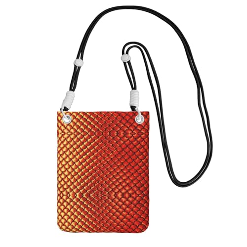 YUBVCF Kleine Handy-Umhängetasche, Motiv: rote Fischschuppen, passend für alle Handys, zum Laufen, Wandern, Radfahren, Schwarz , Einheitsgröße YUBVCF Kleine Handy-Umhängetasche, Motiv: rote Fischschuppen, passend für alle Handys, zum Laufen, Wandern, Radfahren, Schwarz , Einheitsgröße von YUBVCF