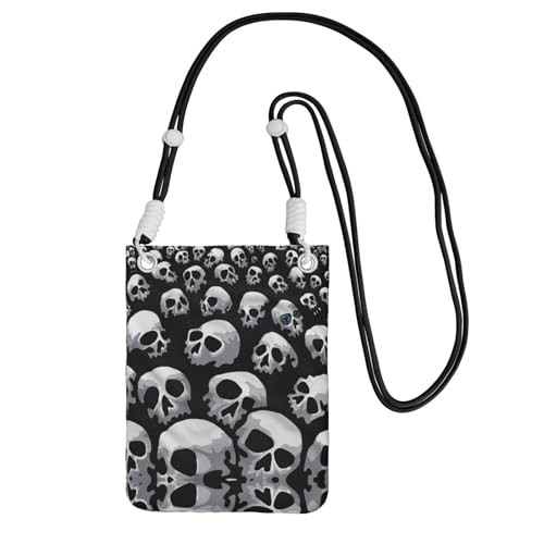 YUBVCF Kleine Handy-Umhängetasche, Totenkopf-Druck, passend für alle Handys, zum Laufen, Wandern, Radfahren, Schwarz , Einheitsgröße YUBVCF Kleine Handy-Umhängetasche, Totenkopf-Druck, passend für alle Handys, zum Laufen, Wandern, Radfahren, Schwarz , Einheitsgröße von YUBVCF
