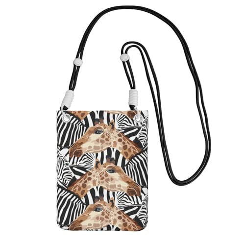 YUBVCF Kleine Handy-Umhängetasche, Zebra- und Giraffen-Druck, passend für alle Handys, zum Laufen, Wandern, Radfahren, Schwarz , Einheitsgröße YUBVCF Kleine Handy-Umhängetasche, Zebra- und Giraffen-Druck, passend für alle Handys, zum Laufen, Wandern, Radfahren, Schwarz , Einheitsgröße von YUBVCF